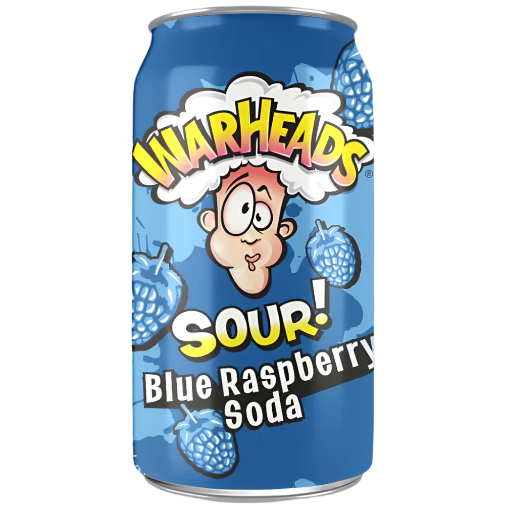Warheads Sour Blue Raspberry Soda 12oz (Rare American)