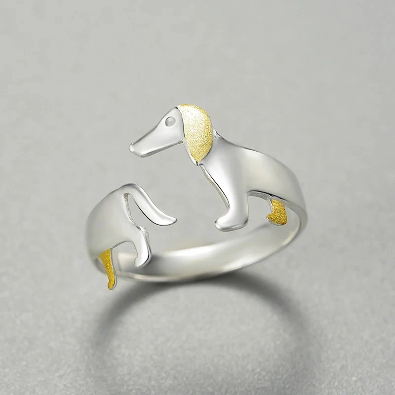 Engravable Dachshund Sterling Silver Ring - Image 2