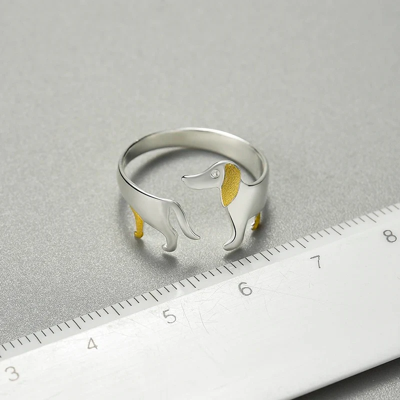 Engravable Dachshund Sterling Silver Ring - Image 4