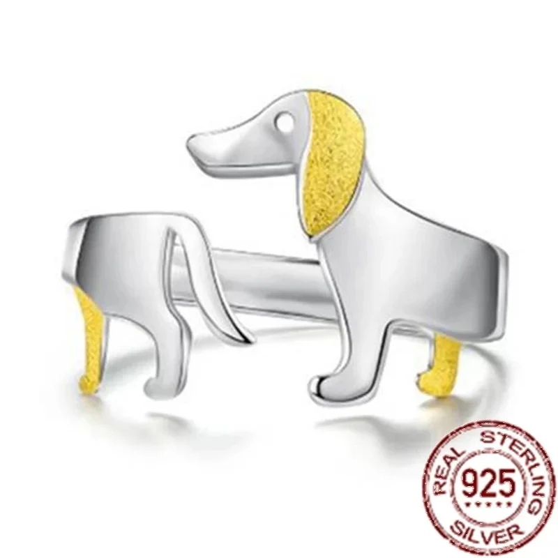 Engravable Dachshund Sterling Silver Ring - Image 5