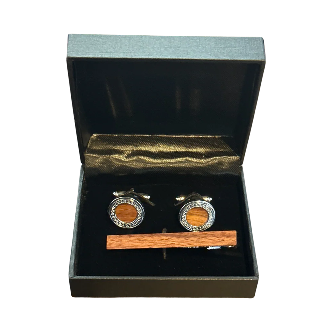 Engravable Cufflinks and Tiber Set