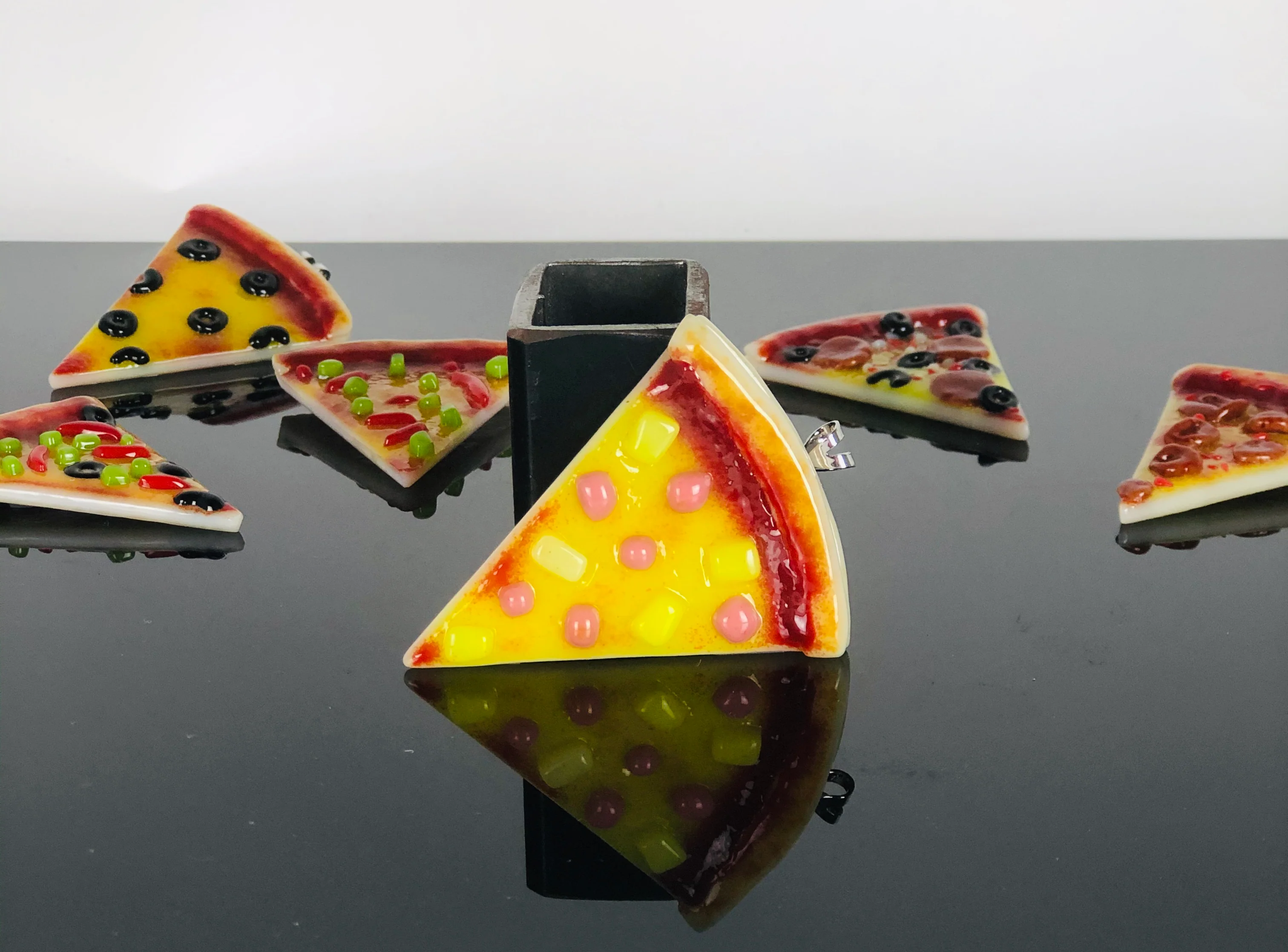 Jamie Burress Fused Glass Pizza Pendants - Image 3