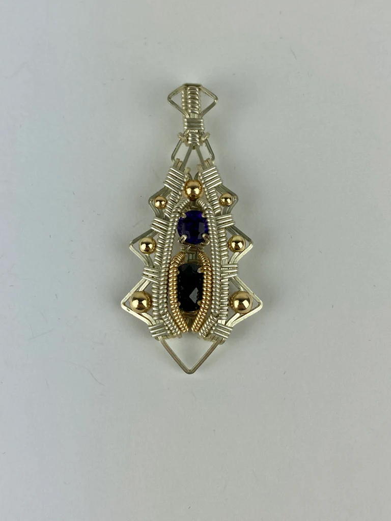 Jason Burruss Double Single Gem Pendant Onyx & Amethyst