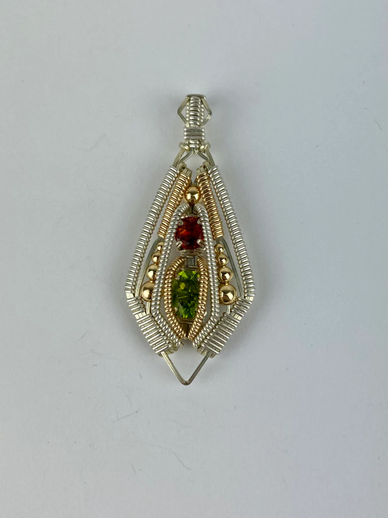 Jason Burruss Double Single Gem Pendant Peridot & Citrine