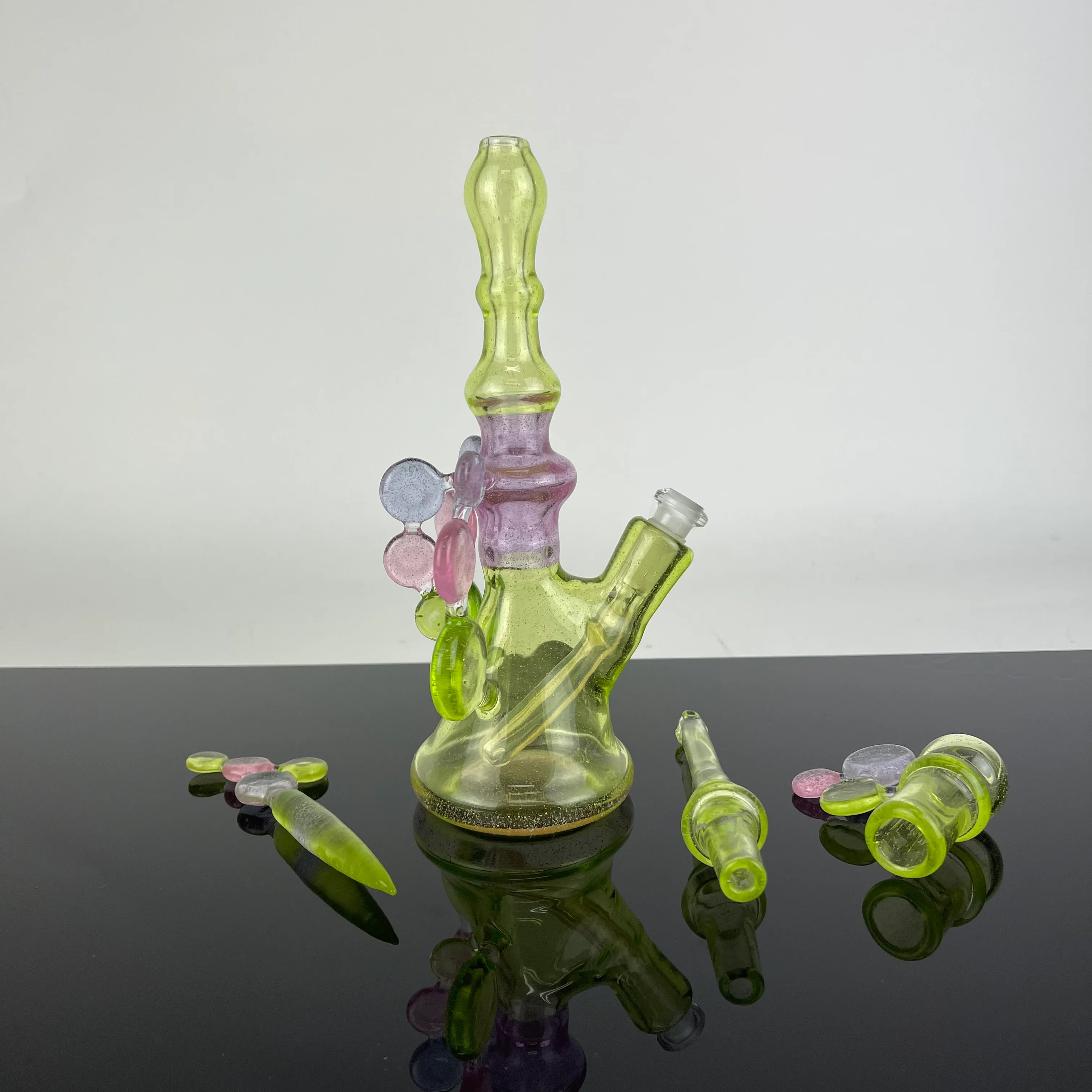 Mini Tube Green Purple Transparent w/ Circles - Image 2