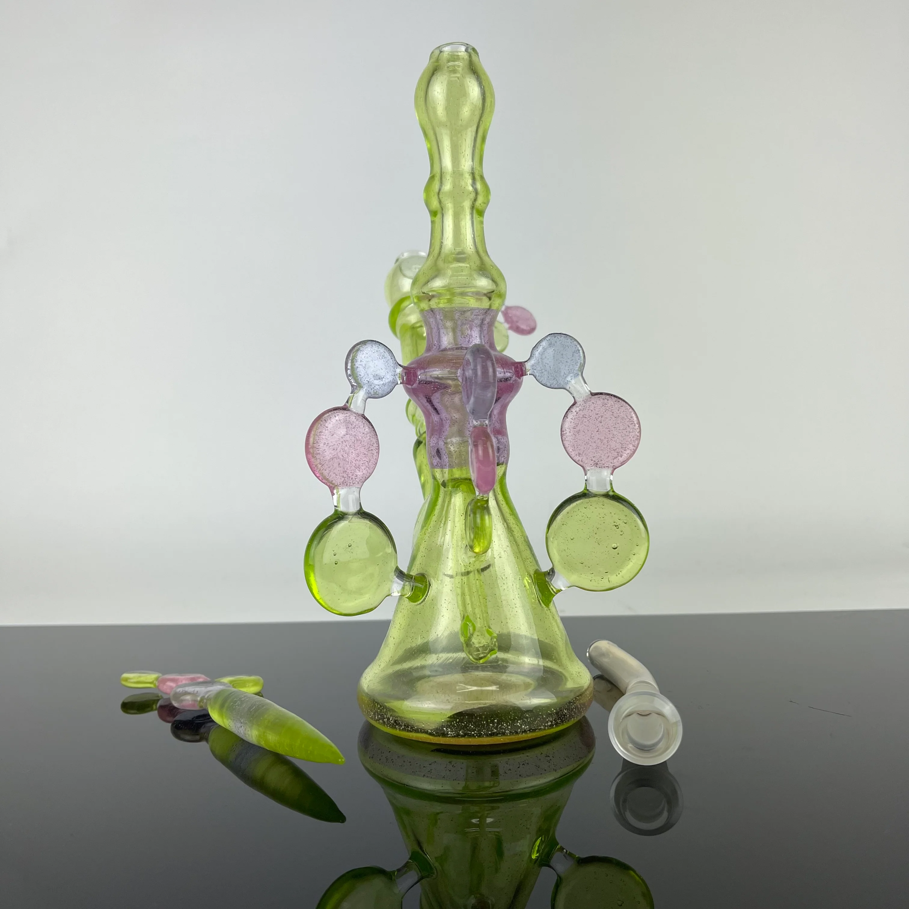 Mini Tube Green Purple Transparent w/ Circles - Image 3