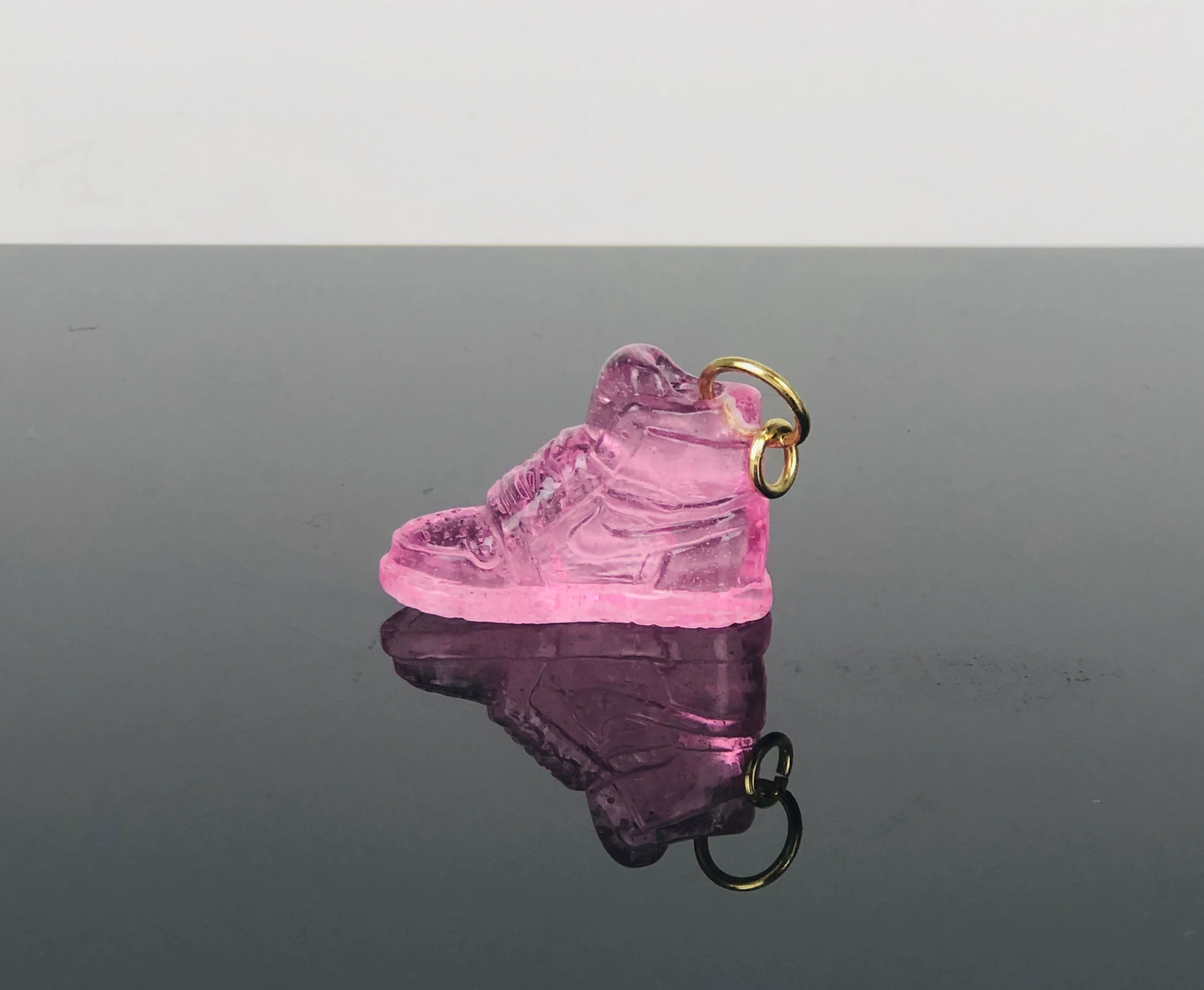 Moge Pink Hand Carved Shoe Pendant - Image 3