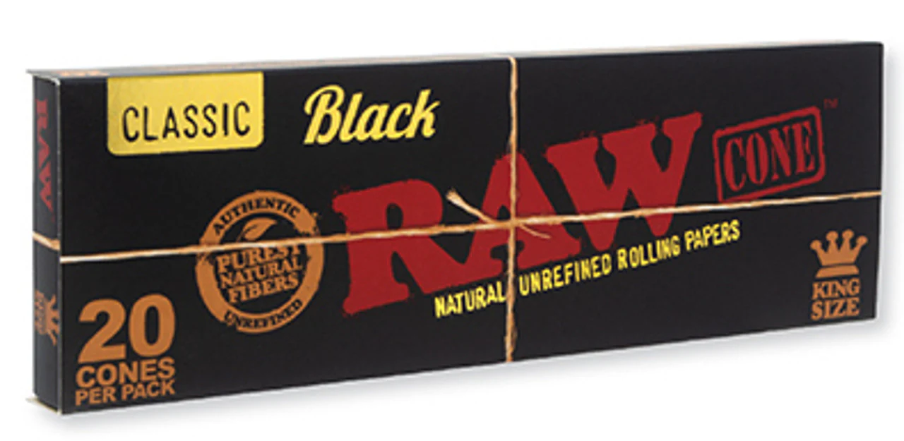 RAW Black Pre-Roll Cone 20 Pack with Funnel - Image 2